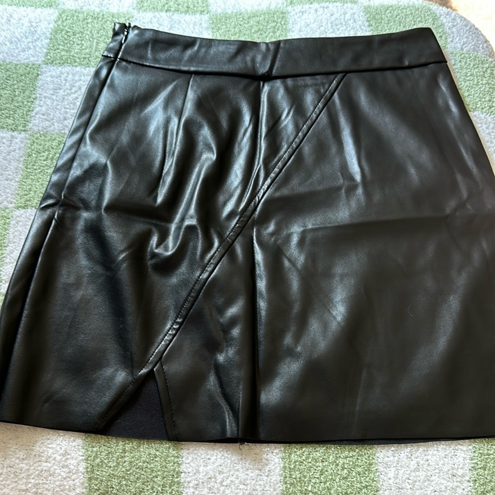 Black fo-leather mini skirt